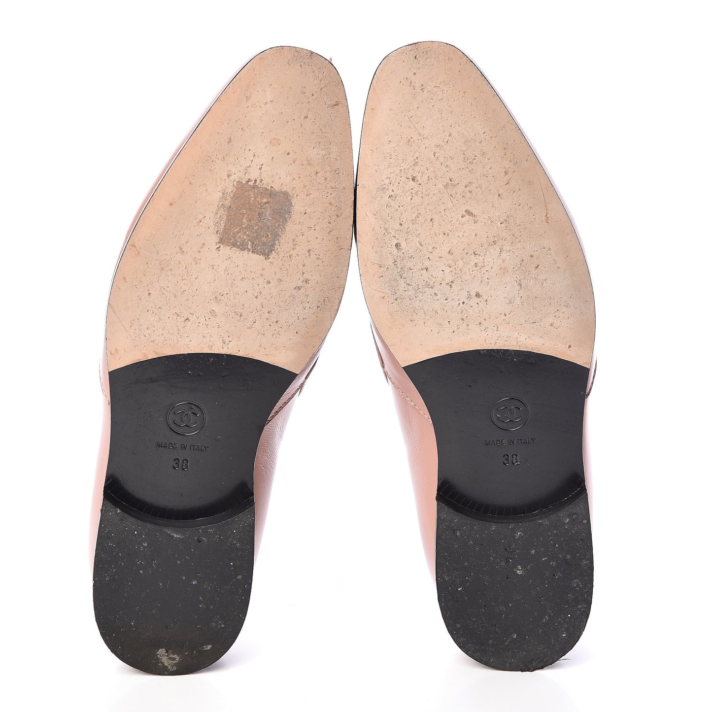Glazed Calfskin Logo Slip On Loafers 38 Light Pink