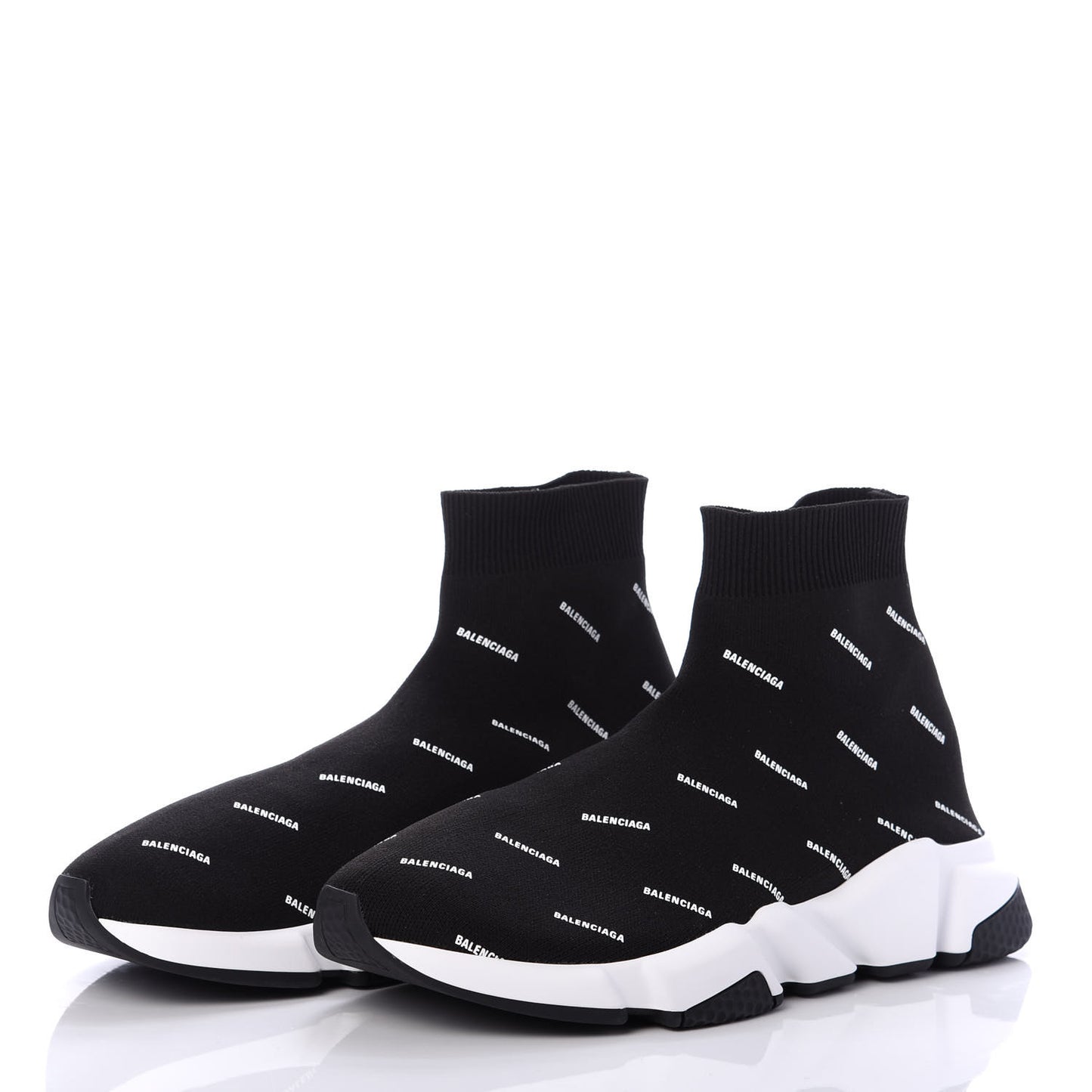 Neoprene Knit Allover Logo Bi-Color Sole Mens Speed Sneakers 42 Black White