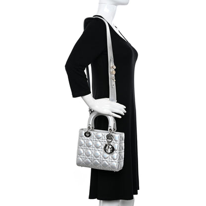 Christian Dior Metallic Lambskin Cannage Small My ABCDior Lady Dior Silver 2 of 12