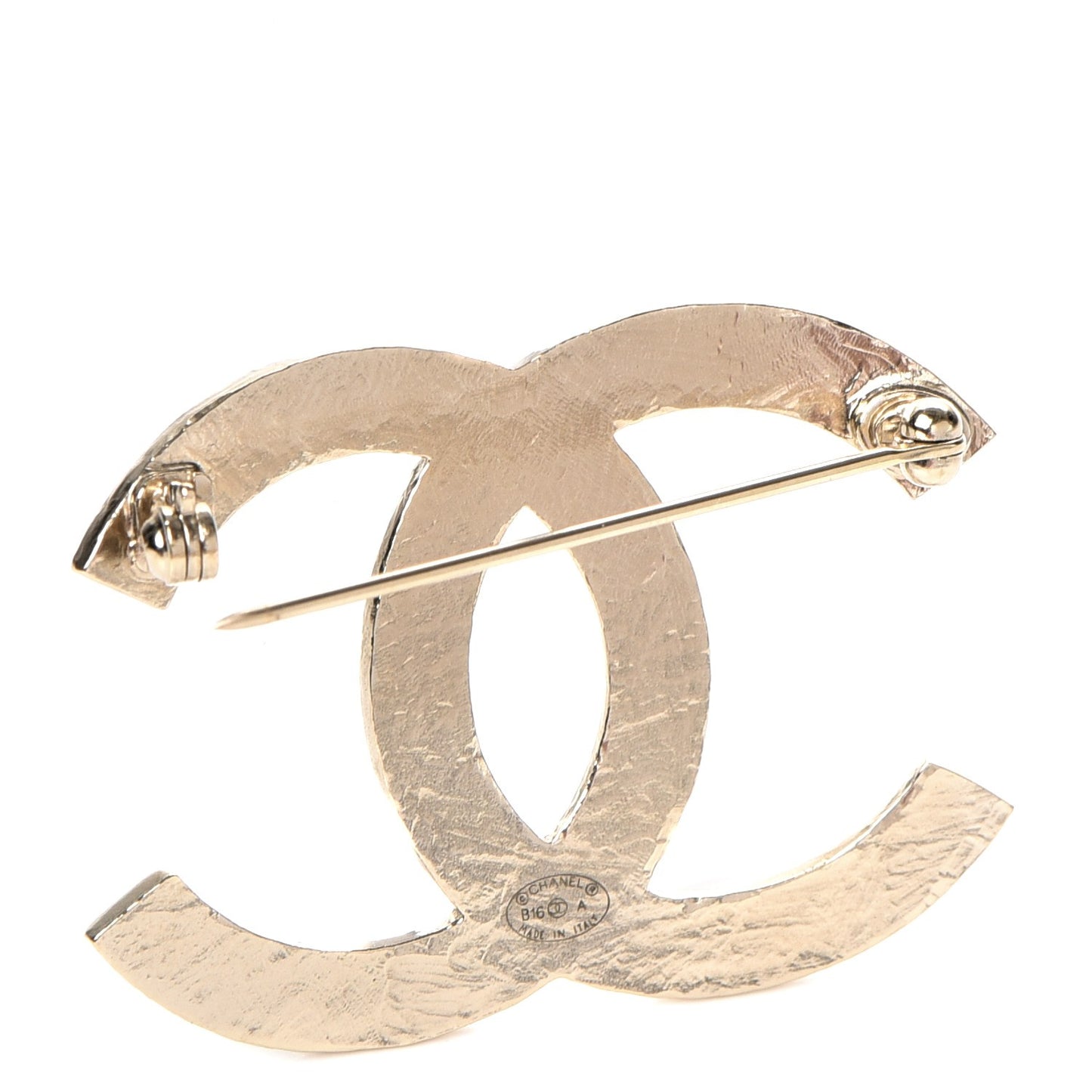 Quilted CC Brooch Light Gold