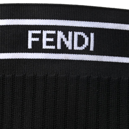 Fendi Nappa Stretch Fabric Logo Rockoko Thigh High Boots 36.5 Black White 7 of 7