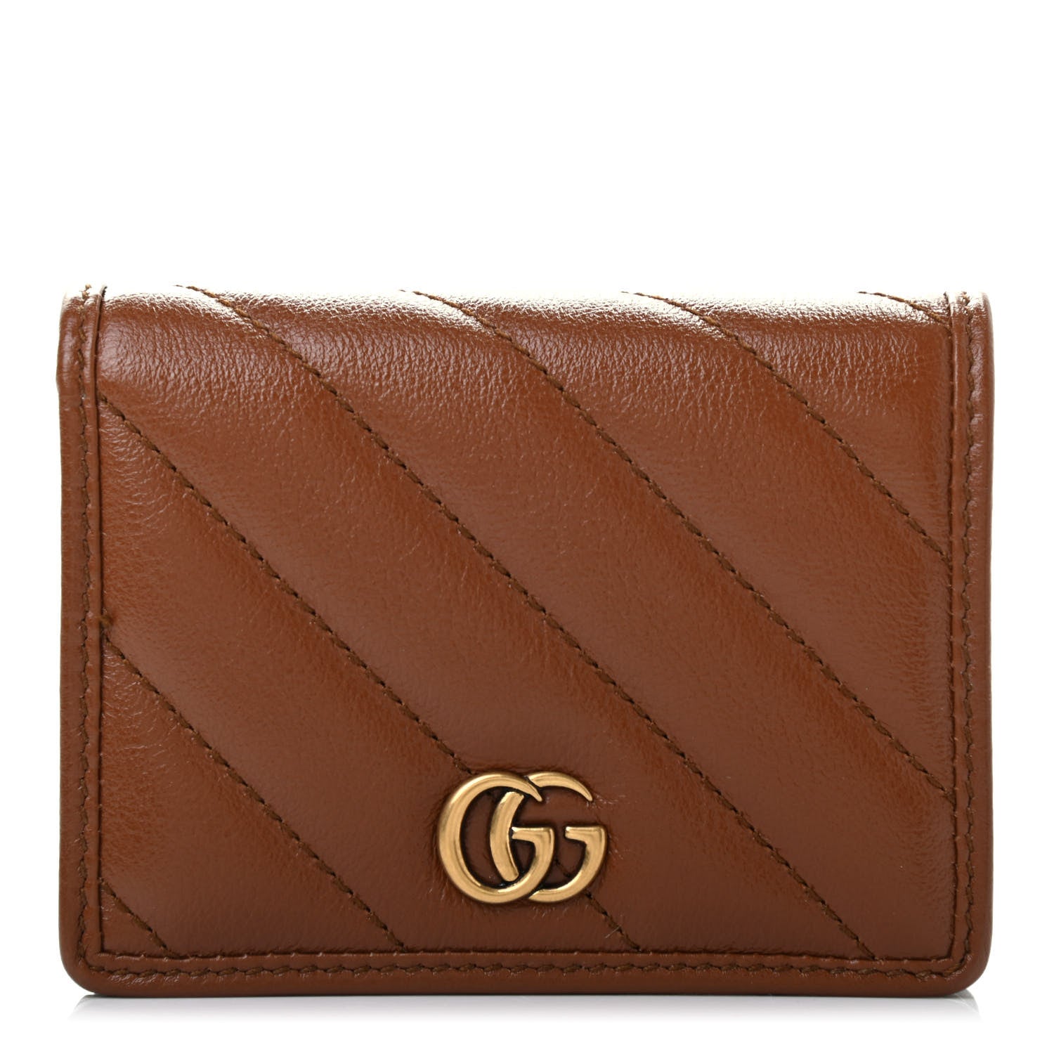 Gucci Azalea Calfskin Matelasse Diagonal GG Marmont Card Case Wallet Cuir 1 of 7