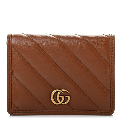Gucci Azalea Calfskin Matelasse Diagonal GG Marmont Card Case Wallet Cuir 1 of 7