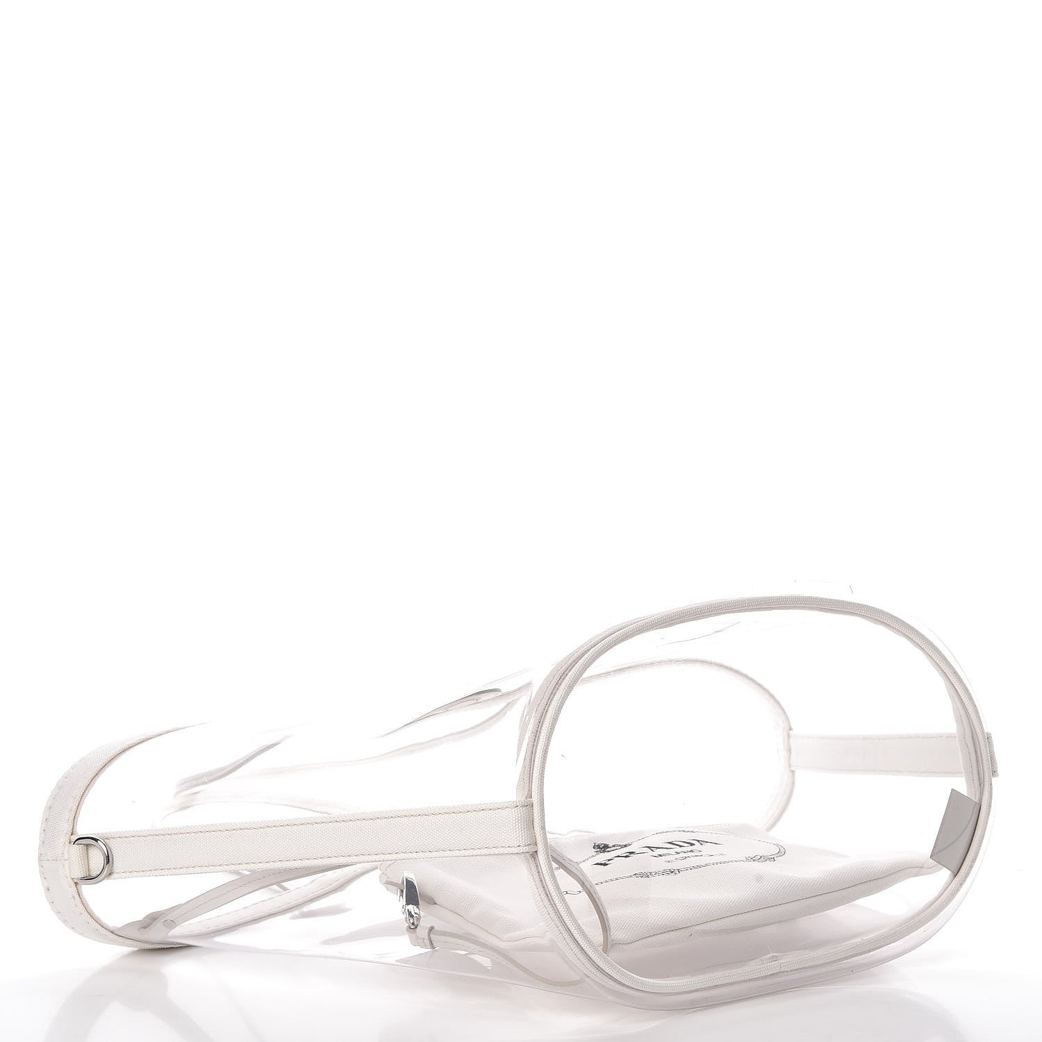 Prada Plexiglass Calfskin Small Shopper Tote White 4 of 8