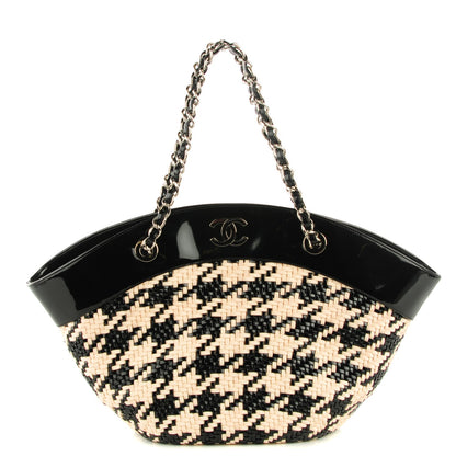 Chanel Patent Houndstooth Print Caning Basket Off White 1 of 7