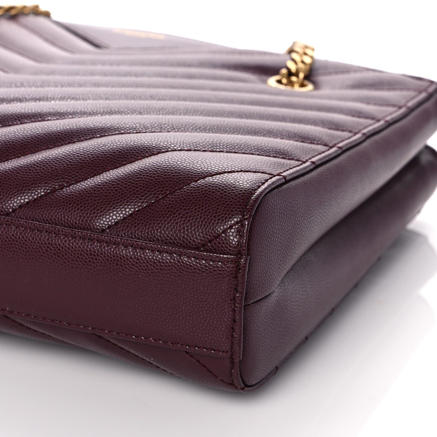 Saint Laurent Grain de Poudre Matelasse Chevron Small Tribeca Shopping Bag Rouge Legoin 10 of 12