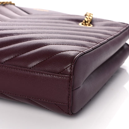 Saint Laurent Grain de Poudre Matelasse Chevron Small Tribeca Shopping Bag Rouge Legoin 10 of 12