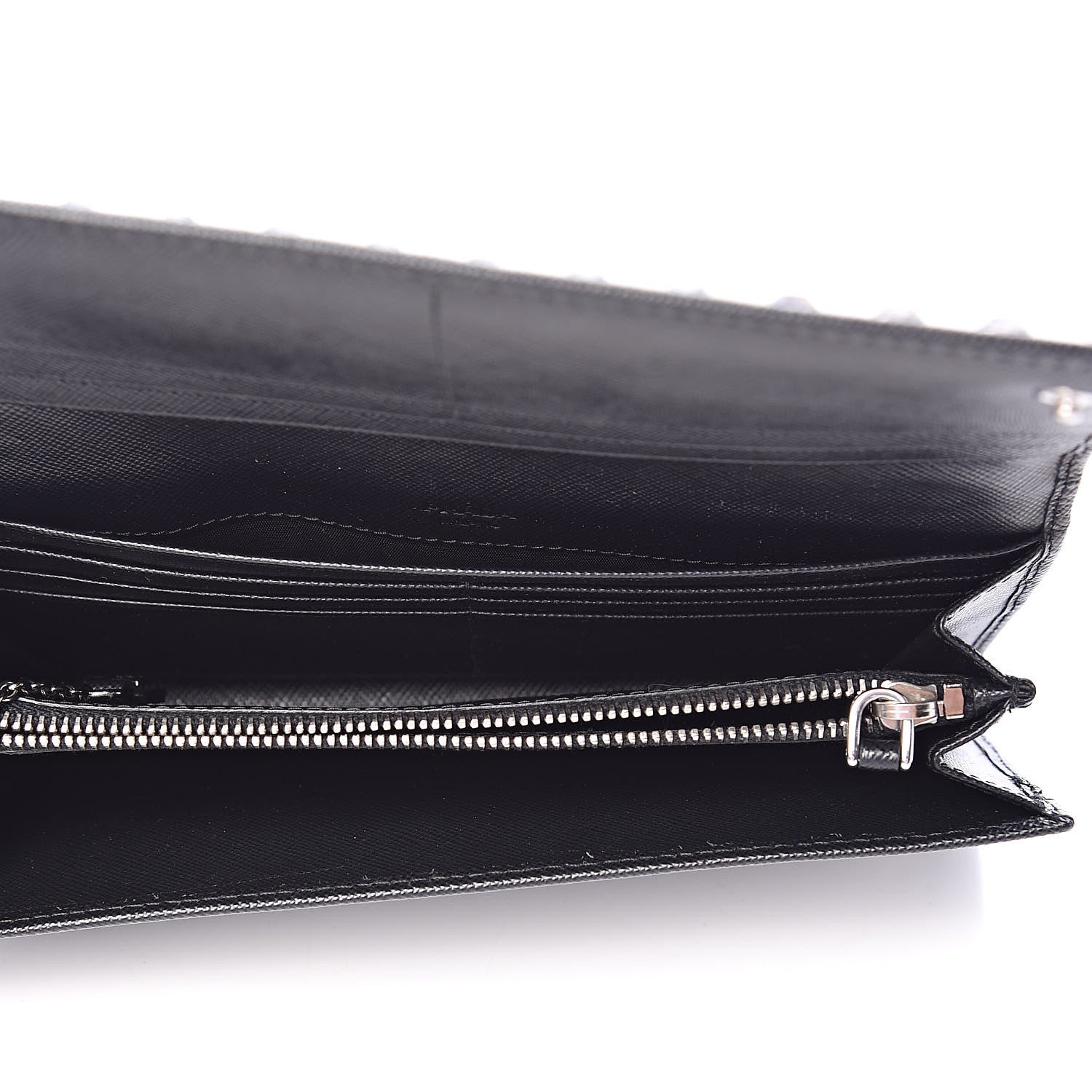 Prada Saffiano Crystal Studded Flap Wallet Black 6 of 8