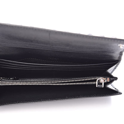 Prada Saffiano Crystal Studded Flap Wallet Black 6 of 8