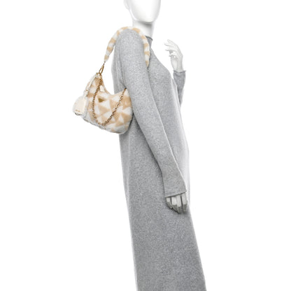 Prada Montone Shearling Nappa Mini Re-Edition Shoulder Bag Ecru Bianco 2 of 11