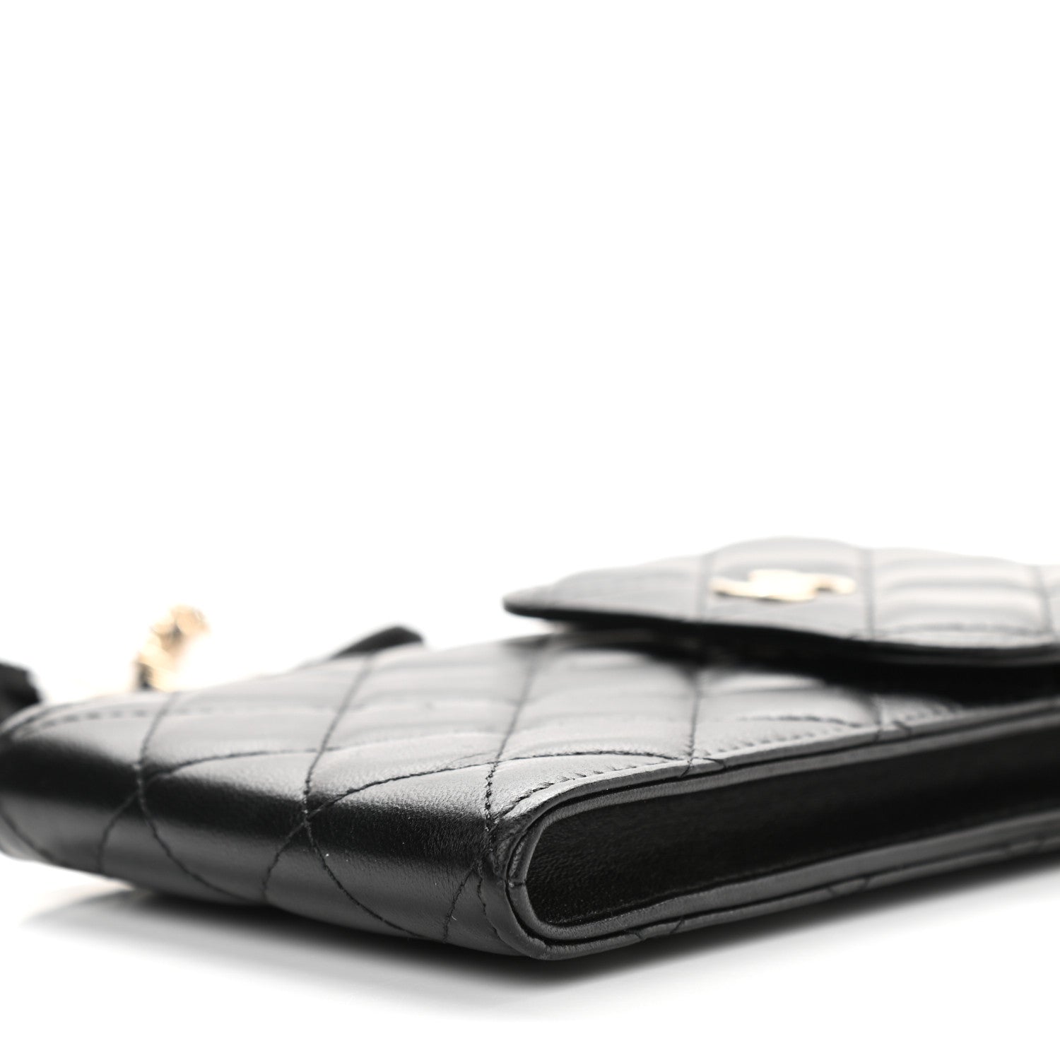 Chanel Lambskin Quilted Mini Camellia Bow Phone Holder Black 11 of 11