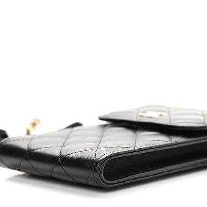 Chanel Lambskin Quilted Mini Camellia Bow Phone Holder Black 11 of 11