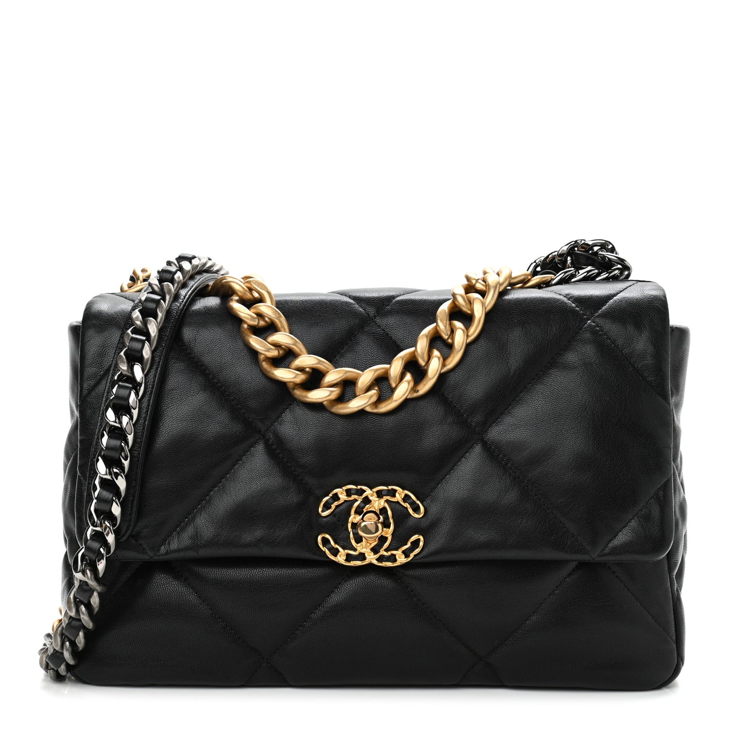 Lambskin Quilted Large Chanel 19 Flap Black