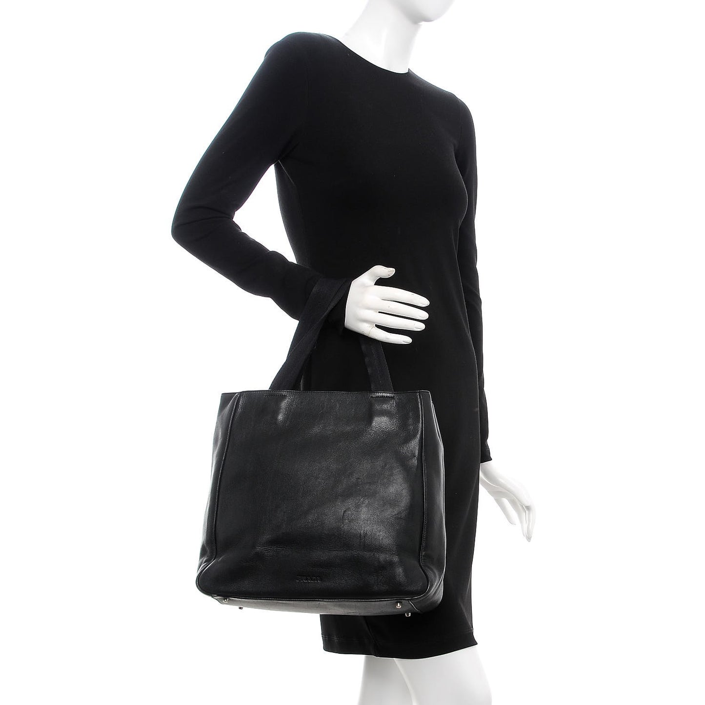 Soft Calf Shopping Tote Black
