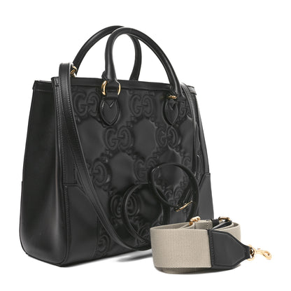 Gucci Calfskin GG Matelasse Small Tote Bag Black Natural 3 of 10