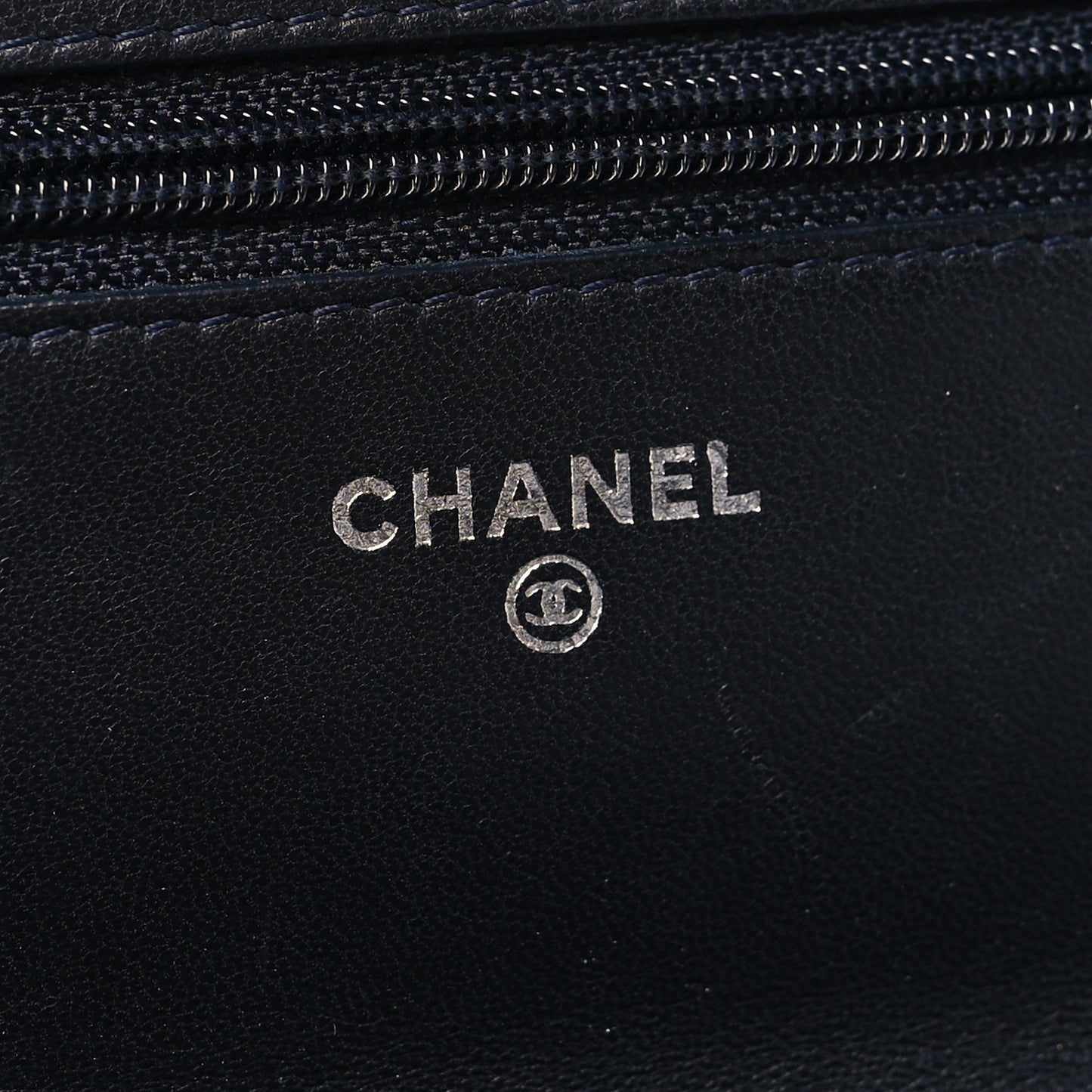 Lambskin Quilted Wallet On Chain WOC Navy Blue