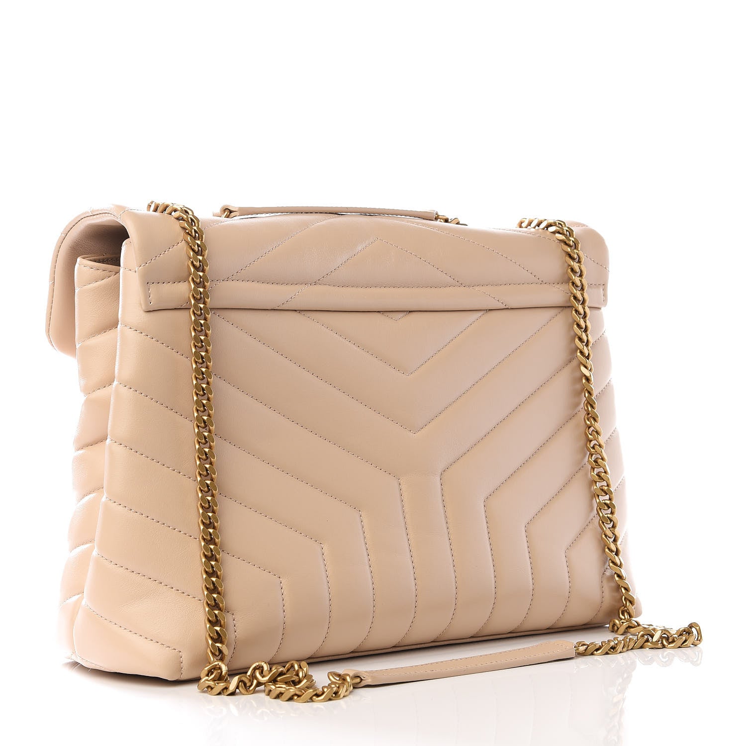 Saint Laurent Calfskin Y Quilted Monogram Medium Loulou Chain Satchel Nude Powder 2 of 9