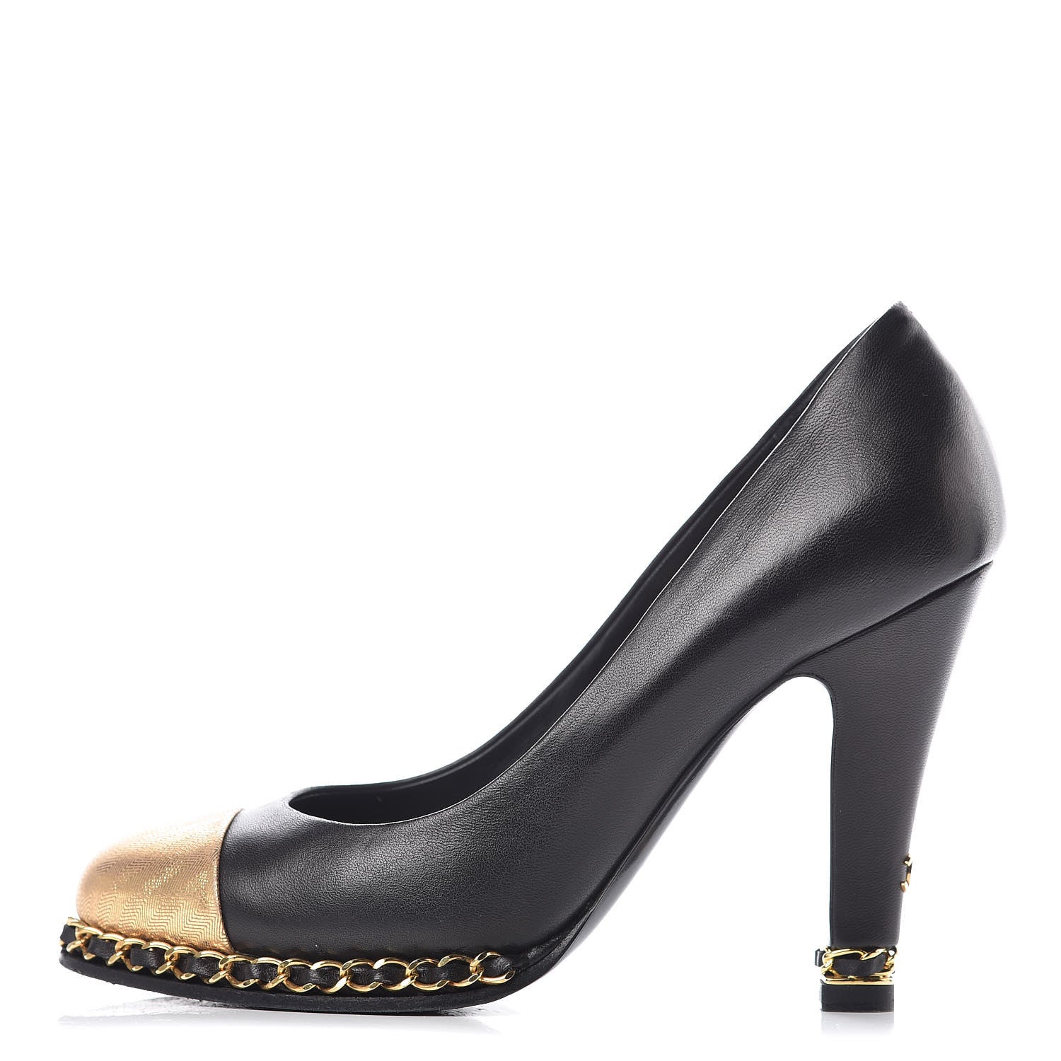 Chanel Lambskin Chain Around Cap Toe Pumps 36.5 Black Gold 1 of 13