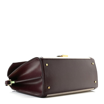 Saint Laurent Canvas Calfskin Medium Classic Monogram Cassandra Top Handle Natural Dark Legion Red 4 of 10