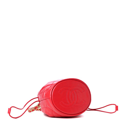 Chanel Calfskin Stitched Coco Ring Bucket Drawstring Bag Red 3 of 4