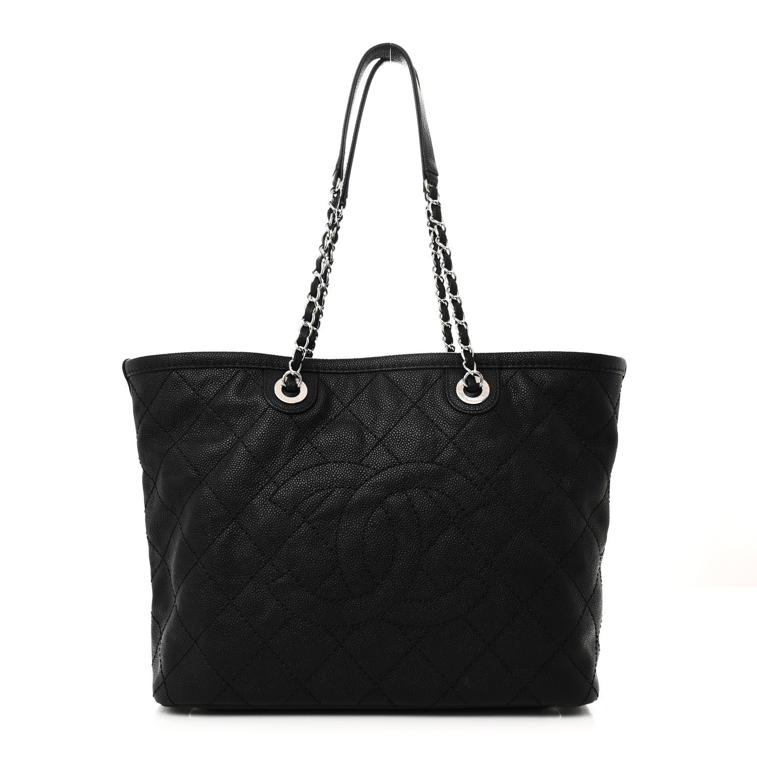 Chanel Grained Calfskin Quilted Small Daily Shopping Tote Black 1 of 11