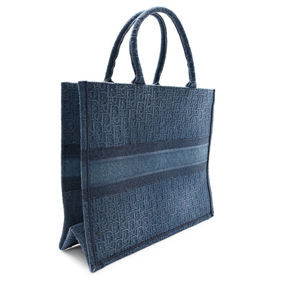 Christian Dior Oblique Denim Book Tote Denim Blue 3 of 12