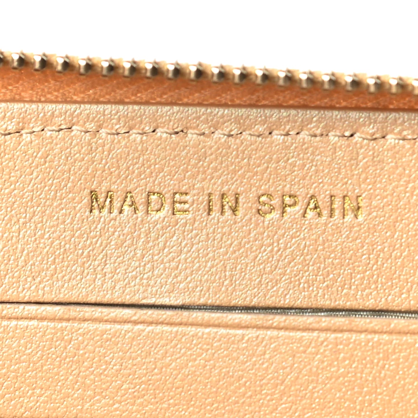 Iridescent Caviar Quilted Medium Zip Around Wallet Beige