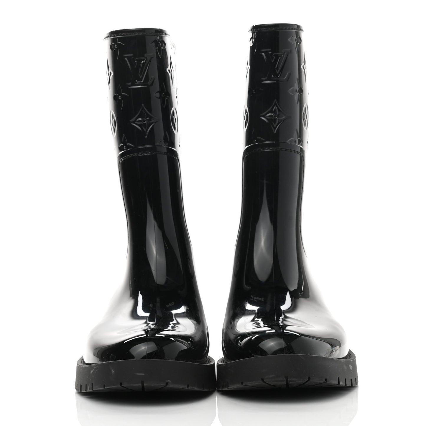 Rubber Embossed Monogram Drops Flat Half Boots 41 Black