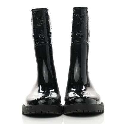 Louis Vuitton Rubber Embossed Monogram Drops Flat Half Boots 41 Black 2 of 12