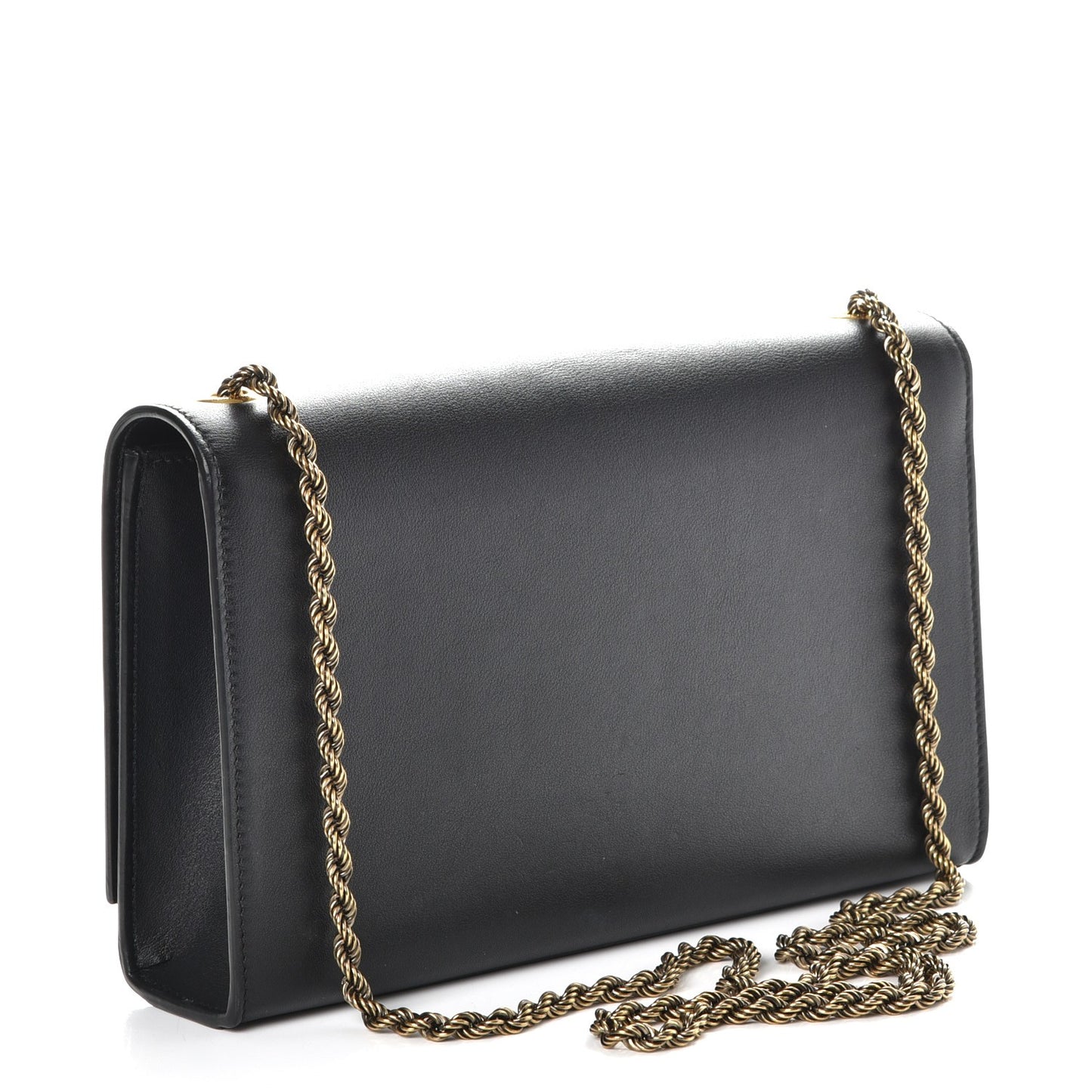 Smooth Calfskin Medium Braided Monogram Kate Satchel Black