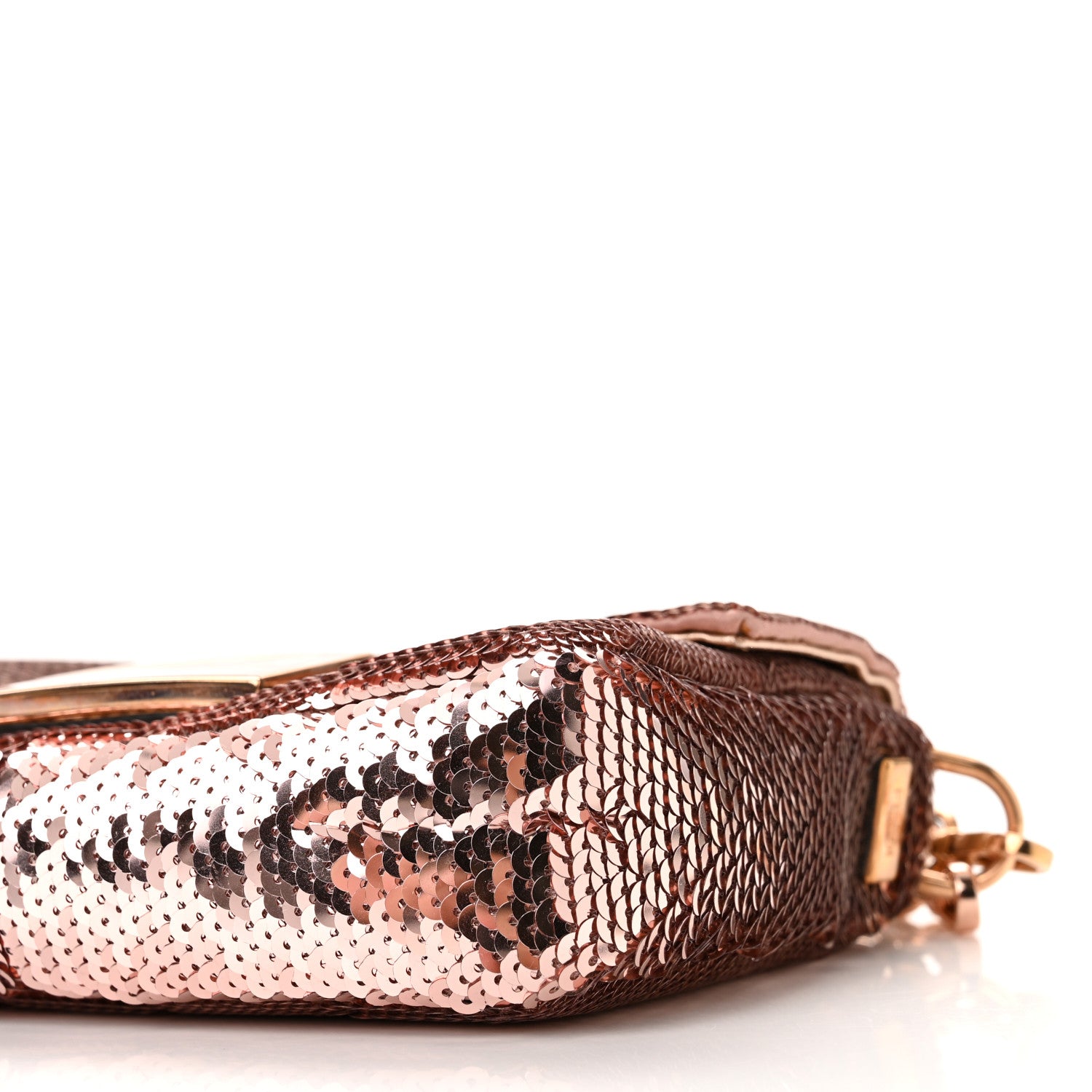 Fendi Sequin Metallic Nappa Pequin Mini Baguette Rame 11 of 13