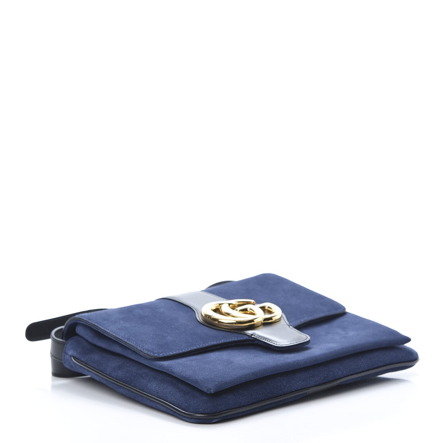 Suede Medium Arli Flap Shoulder Bag Blue Ink Black