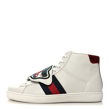 Gucci Calfskin Web Wolf Removable Patches Mens Ace High Top Sneakers 8.5 White 1 of 9