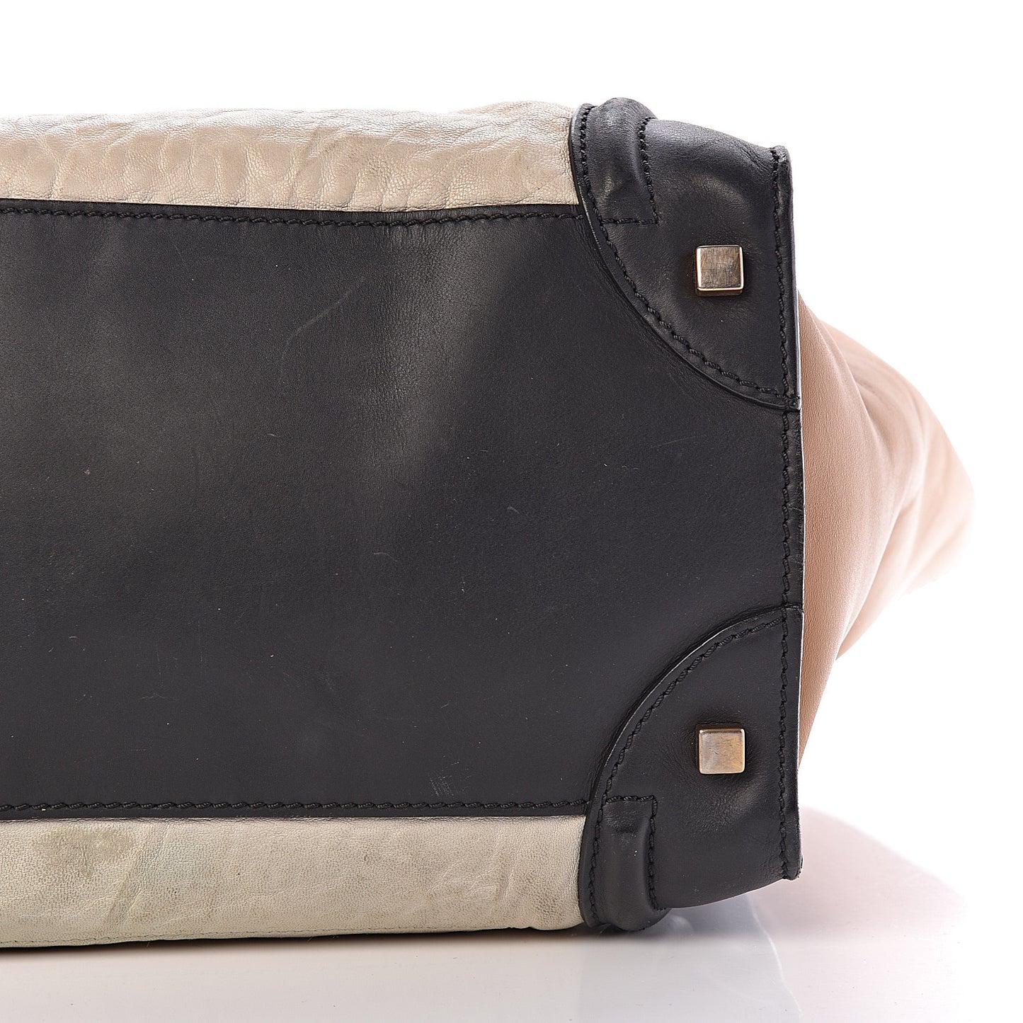 Smooth Calfskin Shrunken Lambskin Mini Tri-Color Luggage White