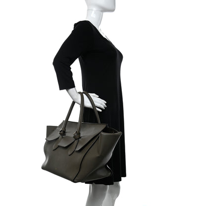 Celine Crisped Calfskin Large Tie Knot Tote Dark Khaki 2 of 13