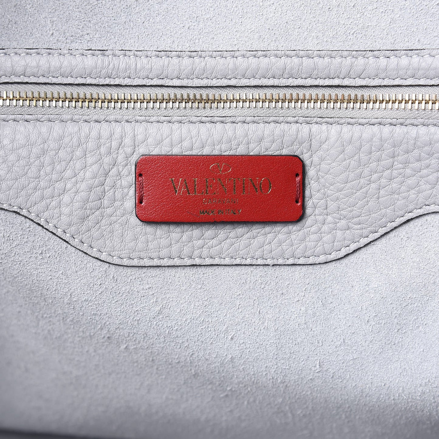 Grained Calfskin Rockstud Shoulder Tote Pastel Grey