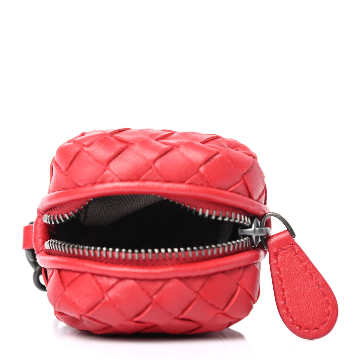 Nappa Intrecciato Coin Pouch Key Ring Red