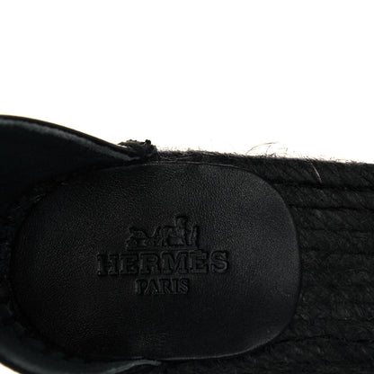 Hermes Calfskin Tipoli Espadrille Wedges 35 Black 7 of 8