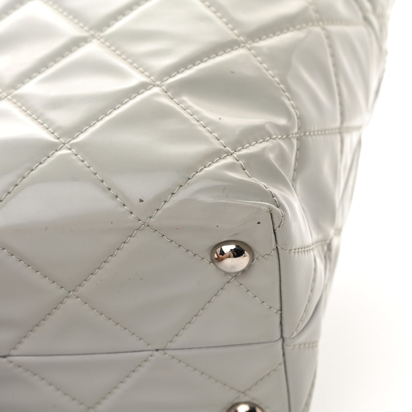 Vinyl Quilted Large In The Business Tote Light Grey