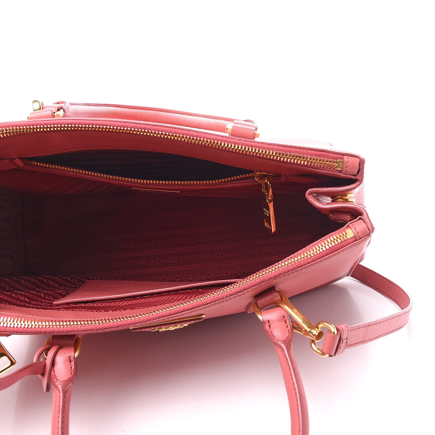 Prada Saffiano Small Galleria Double Zip Tote Fuxia 6 of 14