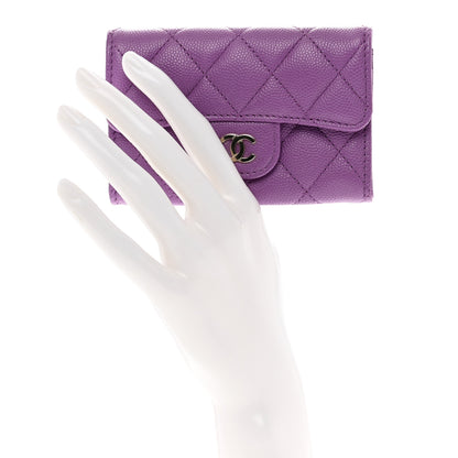 Chanel Caviar Quilted Flap Card Holder Wallet Purple 2 of 9