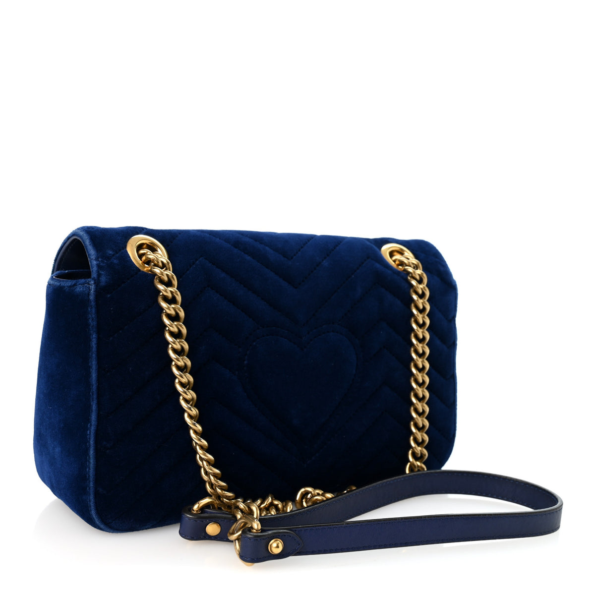 Gucci Velvet Matelasse Small GG Marmont Shoulder Bag Cobalt Blue 3 of 11