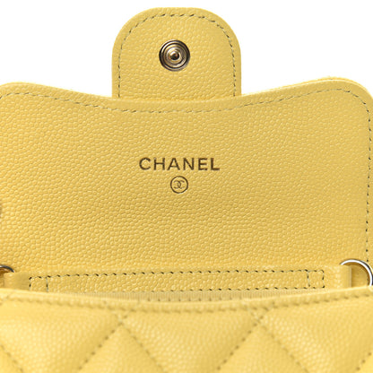 Chanel Caviar Quilted Flap Card Holder On Chain Yellow 6 of 9