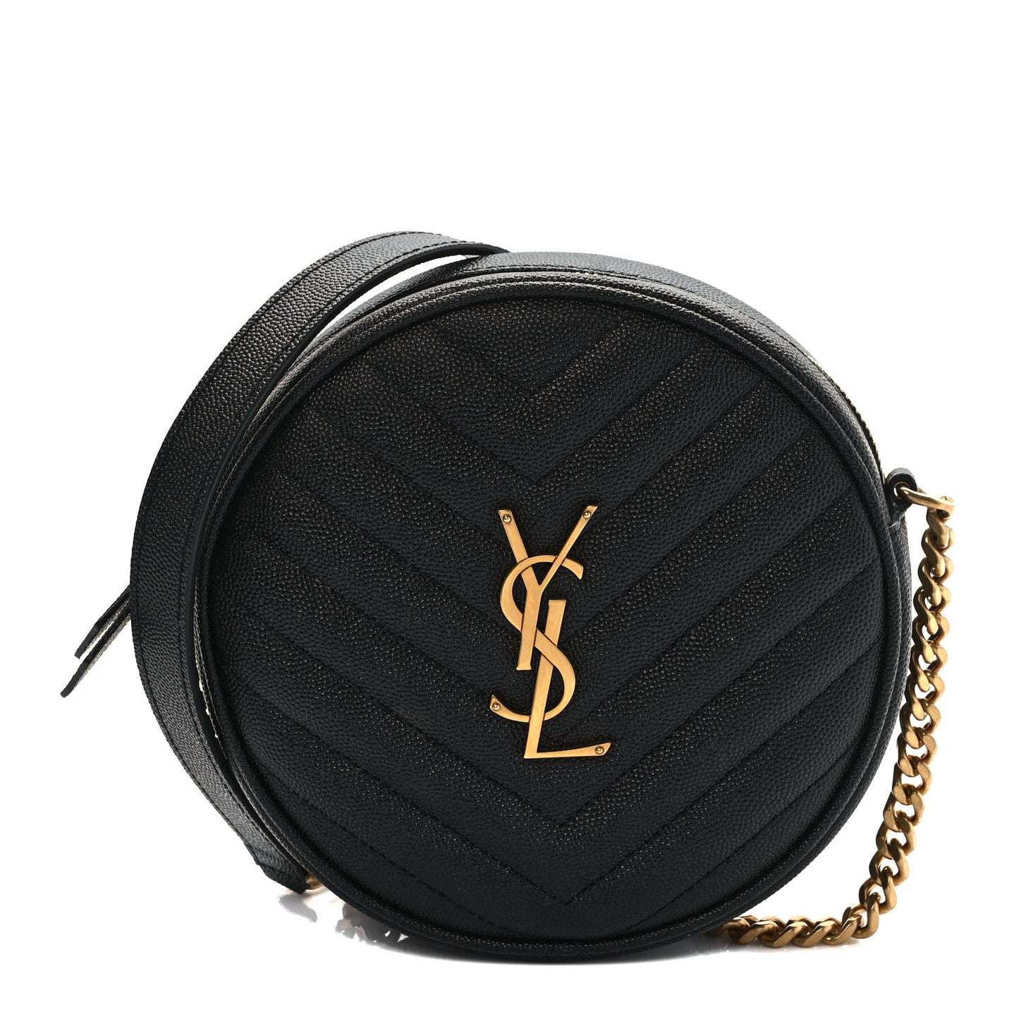 Grain De Poudre Matelasse Chevron Quilted Round Vinyle Camera Bag Black
