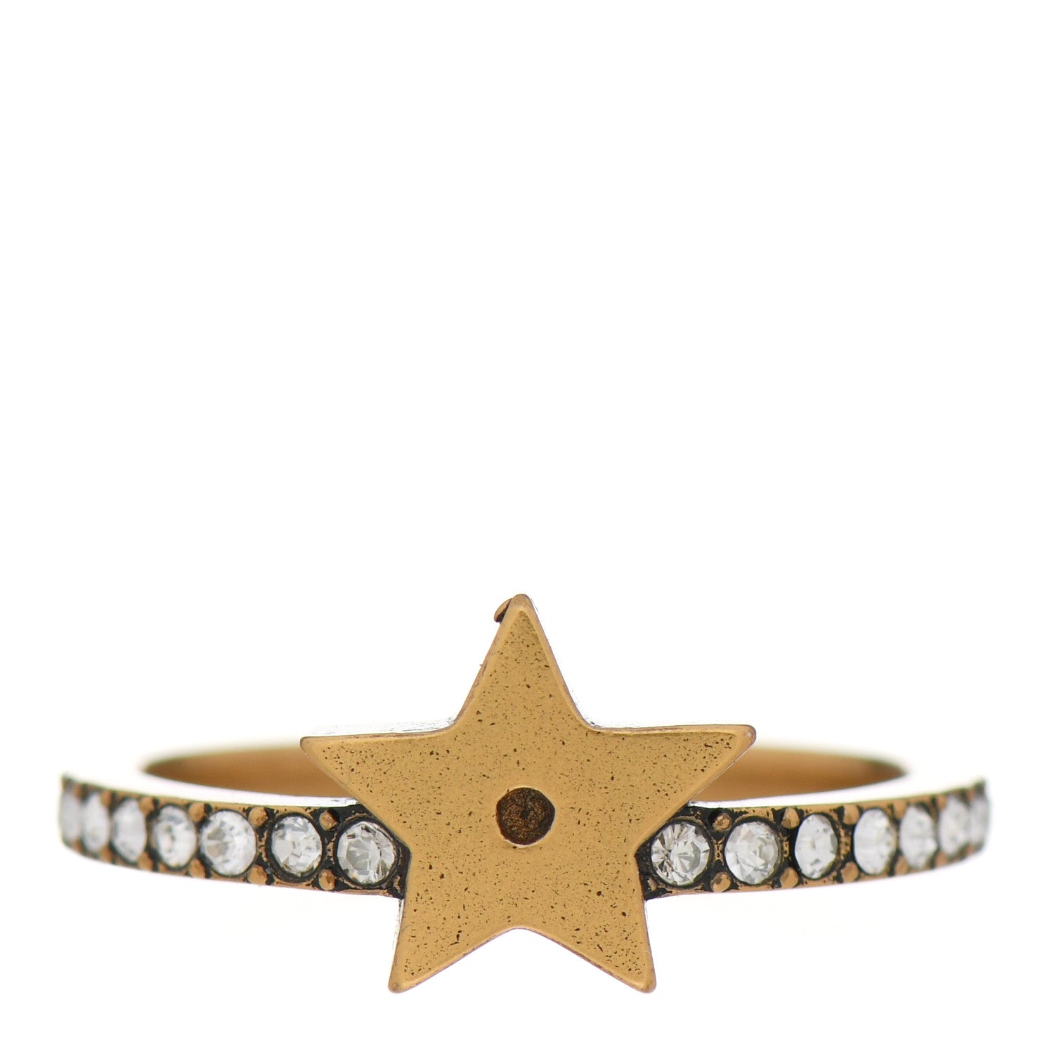 Christian Dior Metal Crystal Star Ring Gold 1 of 7