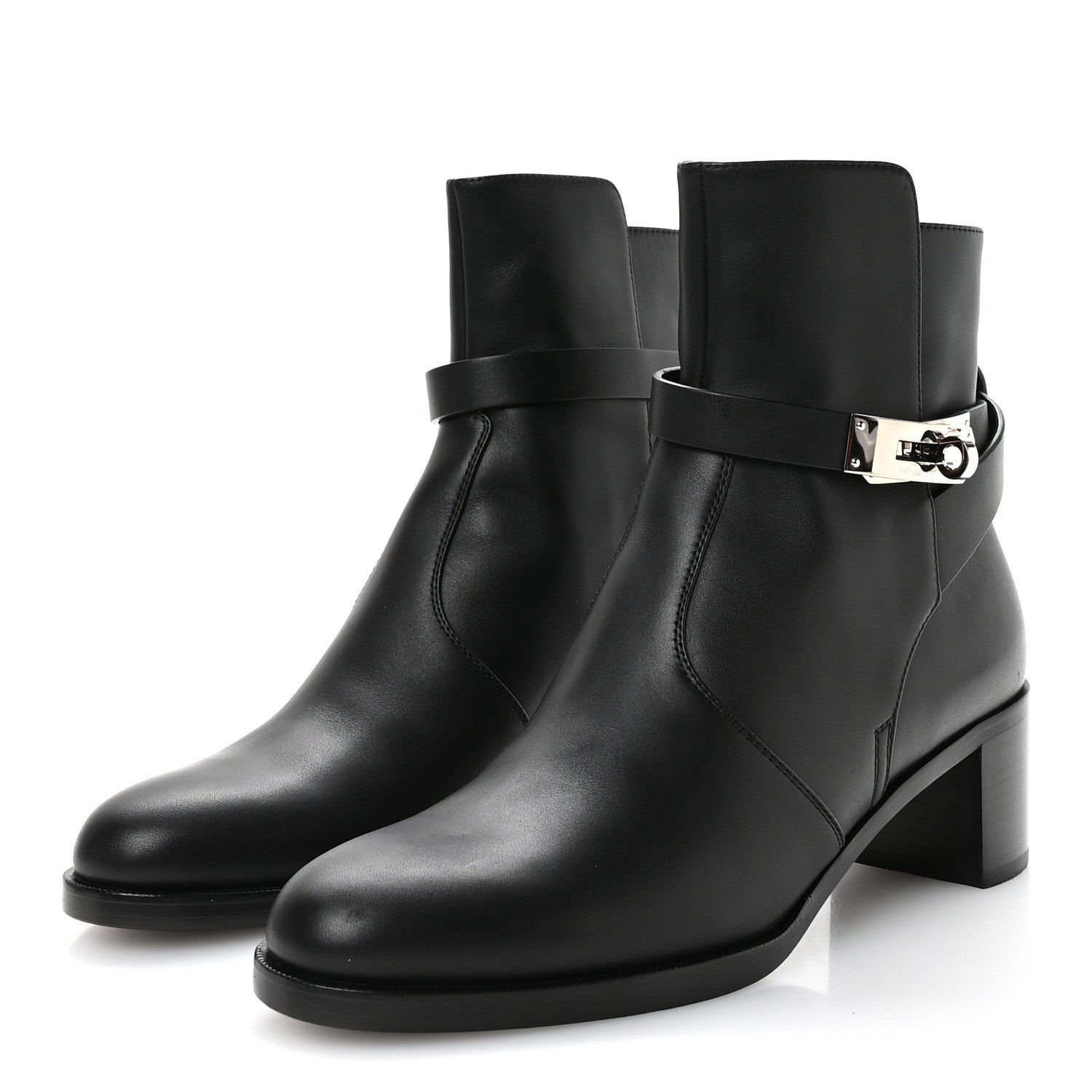 Hermes Calfskin Frenchie 50 Ankle Boots 37.5 Black 4 of 9