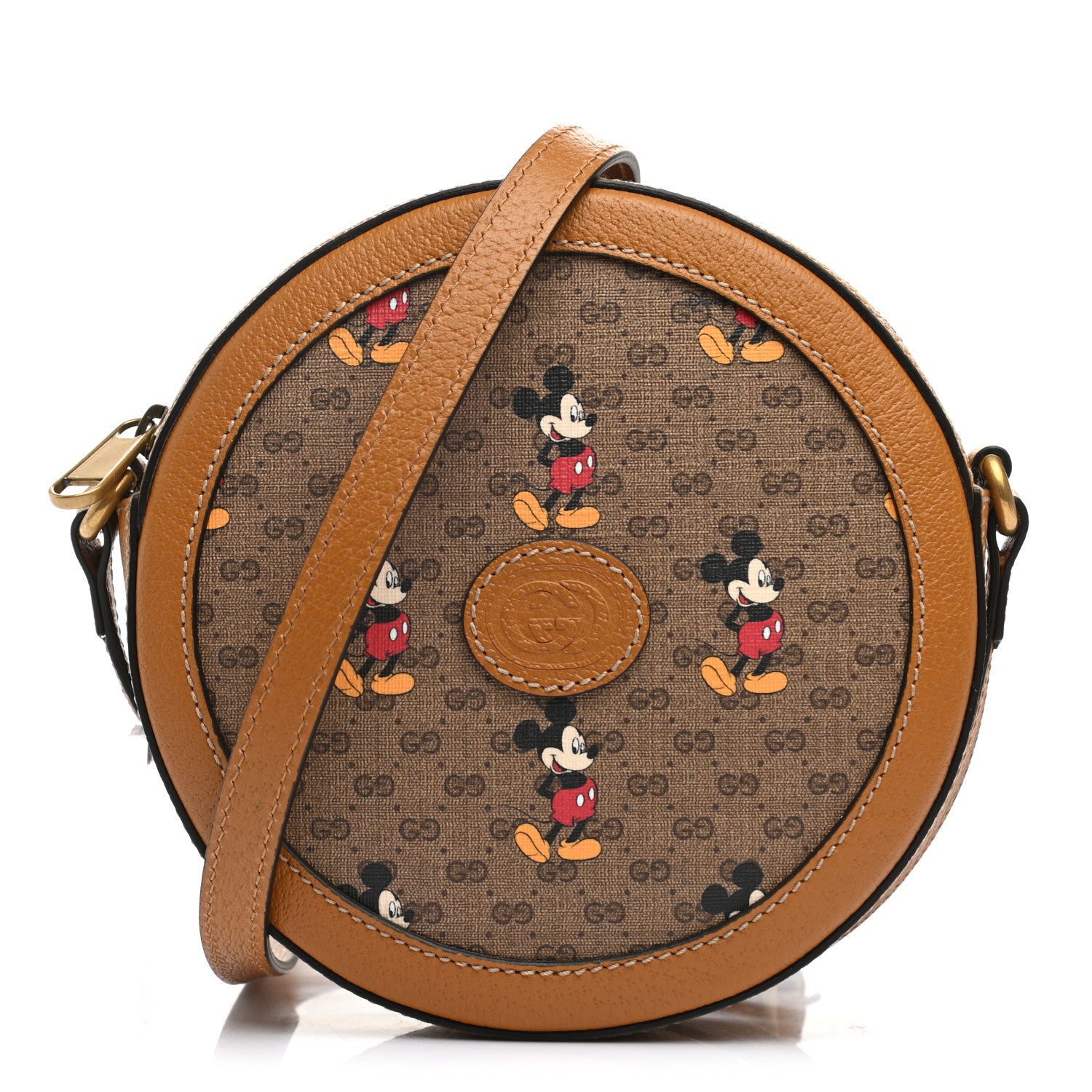 Gucci X DISNEY Mini Vintage GG Supreme Monogram Mickey Mouse Round Shoulder Bag Beige Vintage Sun Oil 1 of 12