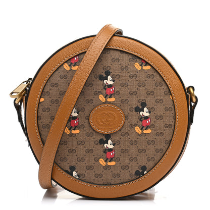 Gucci X DISNEY Mini Vintage GG Supreme Monogram Mickey Mouse Round Shoulder Bag Beige Vintage Sun Oil 1 of 12