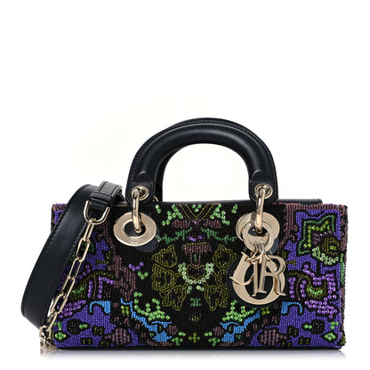 Christian Dior Lambskin Sequin Bead India Embroidered Lady D-Joy Black Multicolor 1 of 12