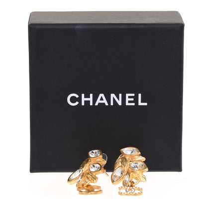 Chanel Crystal Sparkling Wheat CC Drop Earrings Gold 5 of 5
